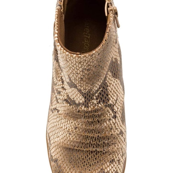 Bare Traps Grafton Snake Leather Ankle Boots Women Size 8 Ruched Detail Side Zip - Picture 5 of 14